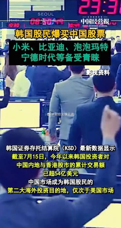 7月17日：韩国投资者年内对中国股市交易额超54亿美元
