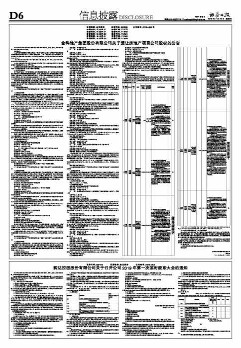 金科股份拟平价收购新城控股下属6家房地产项目公司股权  证券